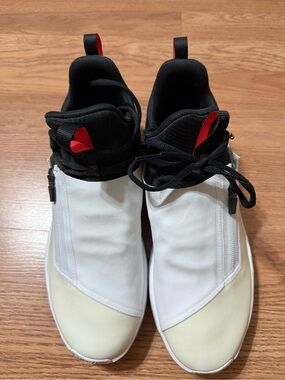 Jordan White and Black Slip-On Sneakers with Red Jumpman